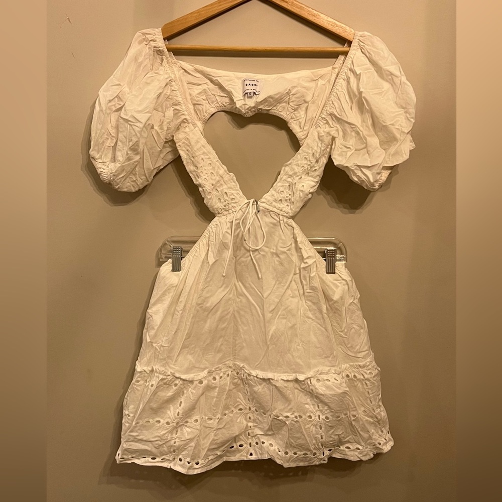 Sabo Skirt embroidered cutout dress, white, small